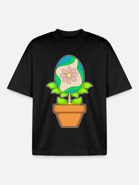 Plant Easter Easter Egg - Boxy Heavyweight Unisex Organic T-Shirt by Stanley/Stella - black