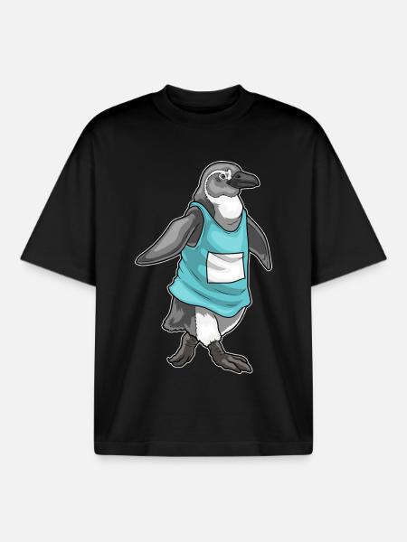 Penguin Jogger Jogging Sport - Boxy Heavyweight Unisex Organic T-Shirt by Stanley/Stella - black
