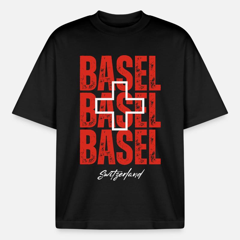 Basel Schweiz, ein Souvenir von Basel - Boxy Heavyweight Unisex Organic T-Shirt von Stanley/Stella - Schwarz