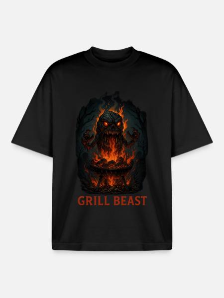 Grill Beast - Boxy Heavyweight Unisex Organic T-Shirt by Stanley/Stella - black