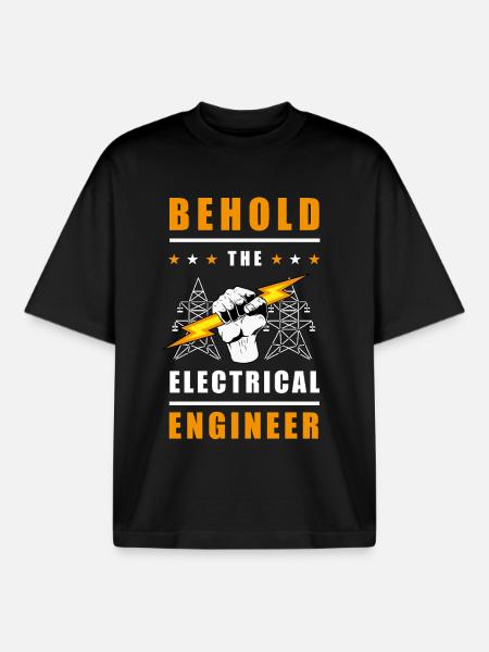 Behold the Electrician – Power of Energy - Boxy Heavyweight Unisex Organic T-Shirt by Stanley/Stella - black