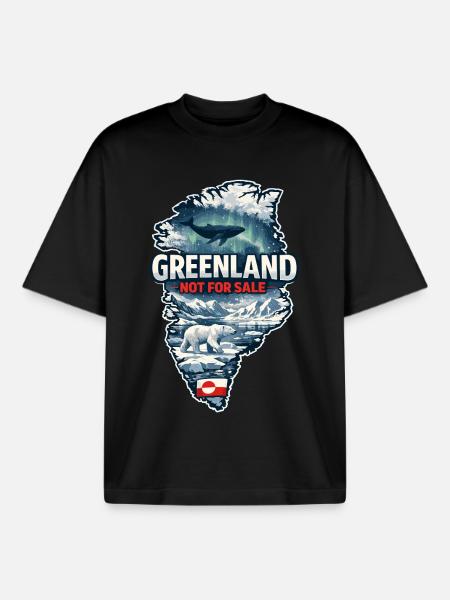 Grønland, Danmark, USA, isdyr, hvalbjørn, sjov - Stanley/Stella unisex boxy heavyweight T-shirt økologisk - sort