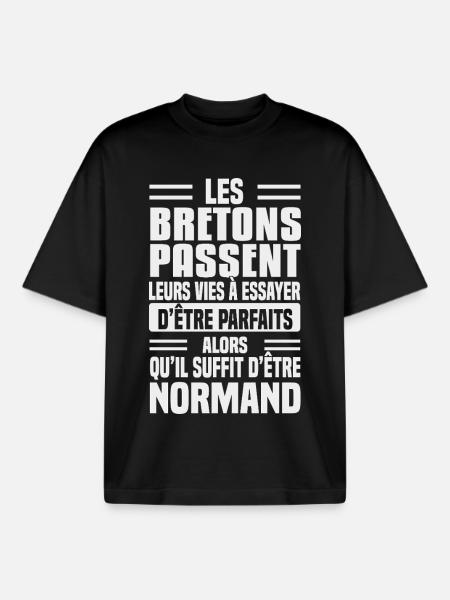 Norman humour against Breton - Boxy Heavyweight Unisex Organic T-Shirt by Stanley/Stella - black