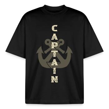Capitaine Anchor Boat - T-shirt unisexe boxy épais biologique Stanley/Stella - noir - Devant - AI Model Male 185 light (185cm) & AI Model Female 172 dark (172cm)