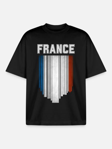 Flag of France, French pride - Boxy Heavyweight Unisex Organic T-Shirt by Stanley/Stella - black
