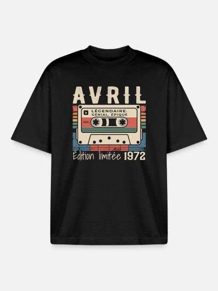 avril 1972 April 1972  - T-shirt unisexe boxy épais biologique Stanley/Stella - noir