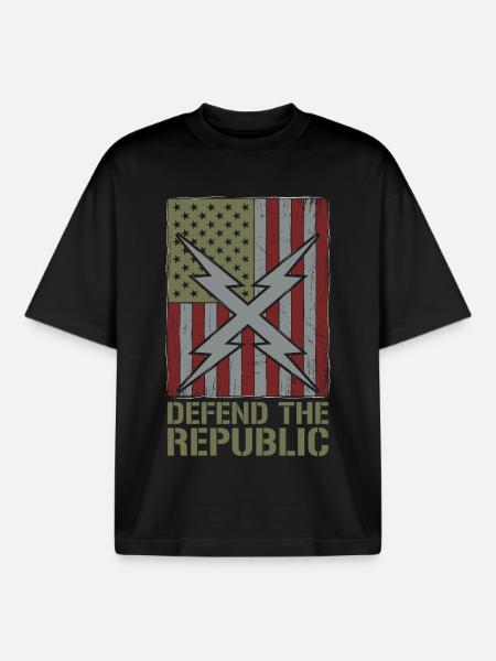 Defend The Republic USA Flag - Boxy Heavyweight Unisex Organic T-Shirt by Stanley/Stella - black