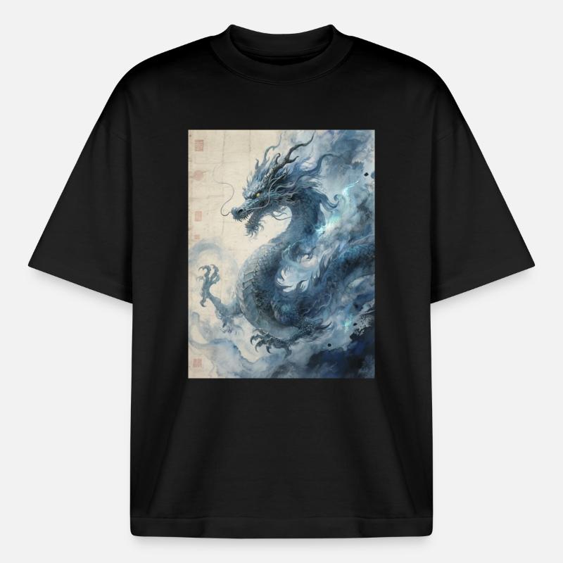 Die Sternennacht: Blauer Drache – Aether - Boxy Heavyweight Unisex Organic T-Shirt von Stanley/Stella - Schwarz