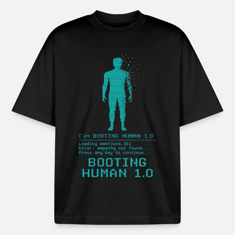 Booting Human 1.0 Empathy Error - Heavyweight Boxy Unisex T-Shirt by Stanley/Stella - black