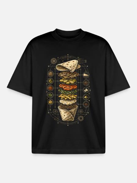 Libanon Libanese Shawarma Blueprint - Boxy Heavyweight Unisex Organic T-Shirt von Stanley/Stella - Schwarz