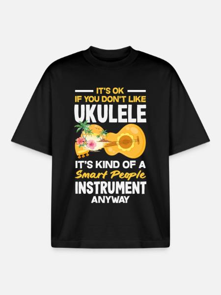 Funny Ukulele Designs and Sayings - Boxy Heavyweight Unisex Organic T-Shirt by Stanley/Stella - black