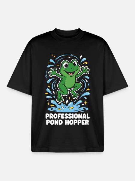 Professional Pond Hopper Frog - Boxy Heavyweight Unisex Organic T-Shirt by Stanley/Stella - black