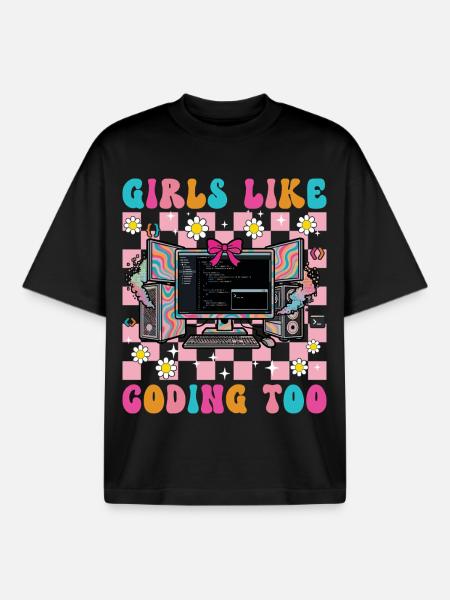 Mädchen programmieren auch gerne für Frauen. - Boxy Heavyweight Unisex Organic T-Shirt von Stanley/Stella - Schwarz