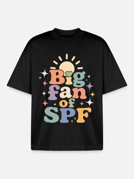 SPF Sonnenschutz Fan Sommer Sonne - Boxy Heavyweight Unisex Organic T-Shirt von Stanley/Stella - Schwarz