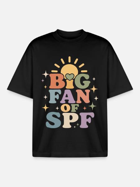 SPF Sun Protection Fan Summer Sun - Boxy Heavyweight Unisex Organic T-Shirt by Stanley/Stella - black