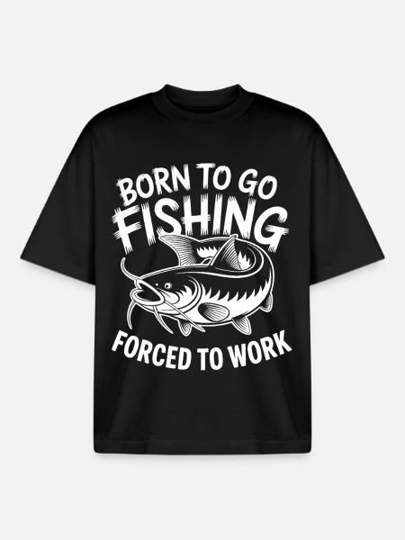 Né pour aller pêcher - T-shirt unisexe boxy épais biologique Stanley/Stella - noir