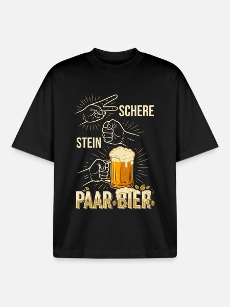 Schere Stein Bier Trinkspiel Design - Boxy Heavyweight Unisex Organic T-Shirt von Stanley/Stella - Schwarz