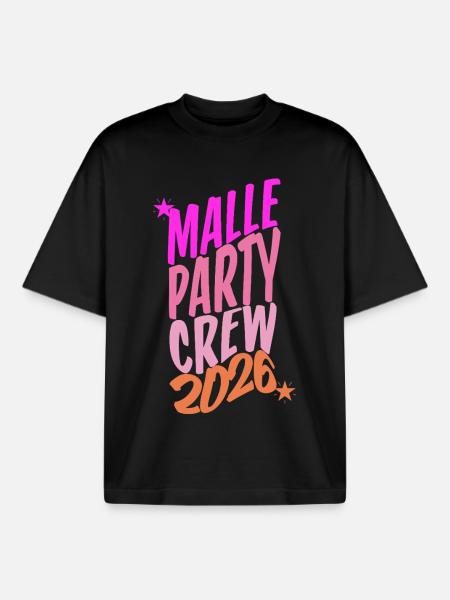 Malle, Party Crew, 2026 - Boxy Heavyweight Unisex Organic T-Shirt von Stanley/Stella - Schwarz