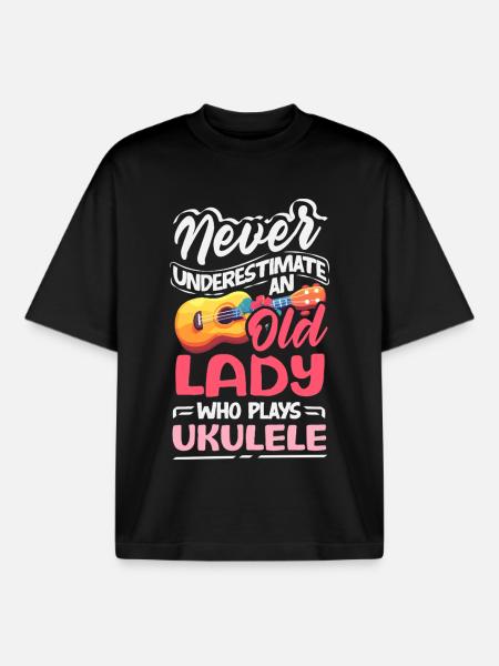 Funny Ukulele Designs and Sayings - Boxy Heavyweight Unisex Organic T-Shirt by Stanley/Stella - black