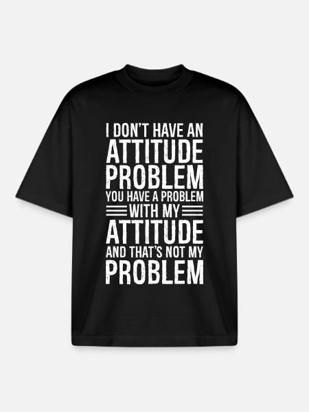 Je n’ai pas de problème d’attitude - T-shirt unisexe boxy épais biologique Stanley/Stella - noir