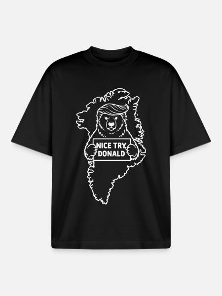 Greenland: Nice try, Donald - Boxy Heavyweight Unisex Organic T-Shirt by Stanley/Stella - black