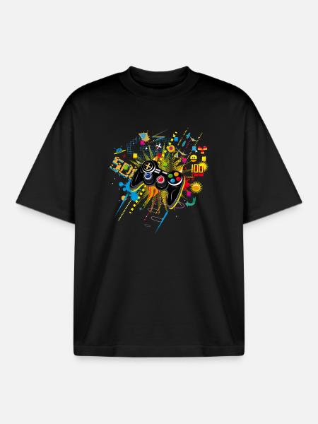 Gamepad Video Games - Boxy Heavyweight Unisex Organic T-Shirt by Stanley/Stella - black