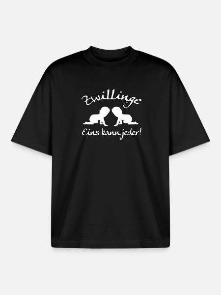 Twins, one can anyone! - Boxy Heavyweight Unisex Organic T-Shirt by Stanley/Stella - black