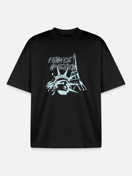 Fusion FranceAmerica - T-shirt unisexe boxy épais biologique Stanley/Stella - noir