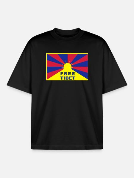 Free Tibet - Boxy Heavyweight Unisex Organic T-Shirt by Stanley/Stella - black