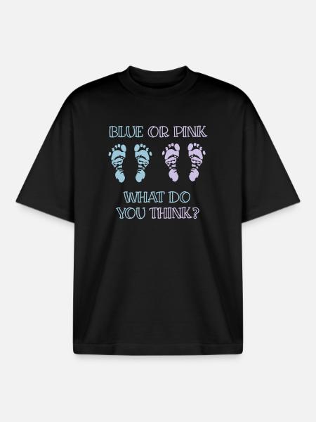 gender reveal party - Boxy Heavyweight Unisex Organic T-Shirt by Stanley/Stella - black