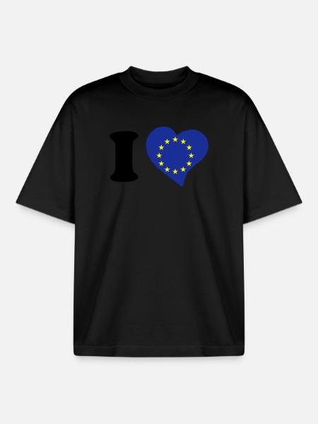 I love EU - Boxy Heavyweight Unisex Organic T-Shirt by Stanley/Stella - black