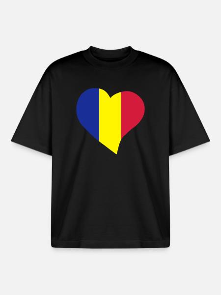 Romanian heart - Boxy Heavyweight Unisex Organic T-Shirt by Stanley/Stella - black