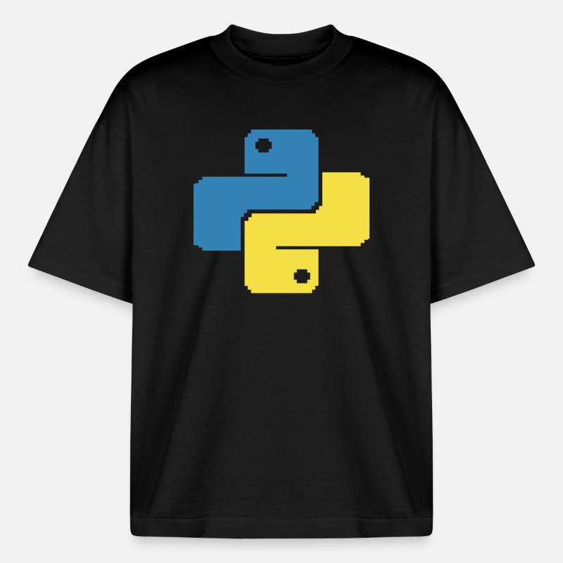 Python Pixelart - Boxy Heavyweight Unisex Organic T-Shirt von Stanley/Stella - Schwarz