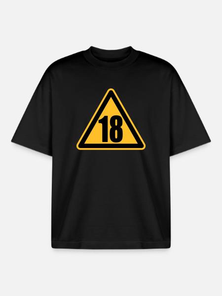 Warning 18 | Achtung 18 - Boxy Heavyweight Unisex Organic T-Shirt by Stanley/Stella - black
