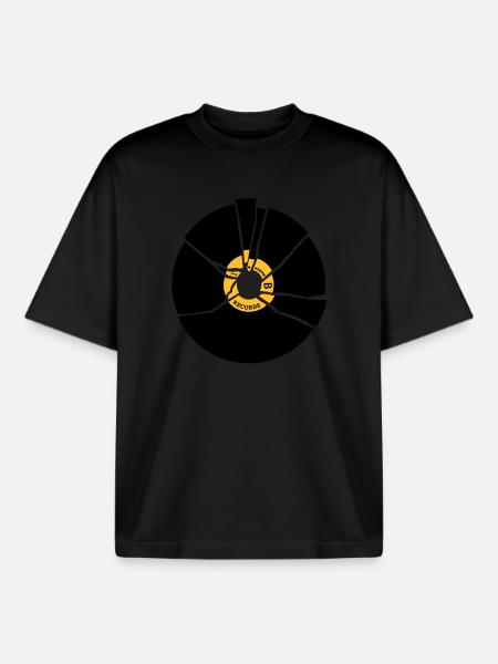 record vinyl - T-shirt unisexe boxy épais biologique Stanley/Stella - noir