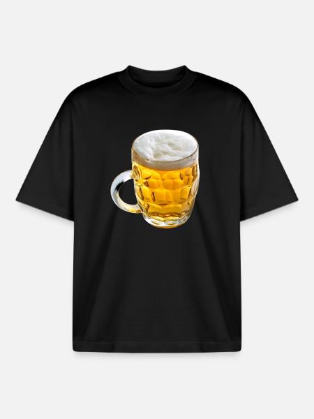 Goldenes Bierglas Motiv - Boxy Heavyweight Unisex Organic T-Shirt von Stanley/Stella - Schwarz