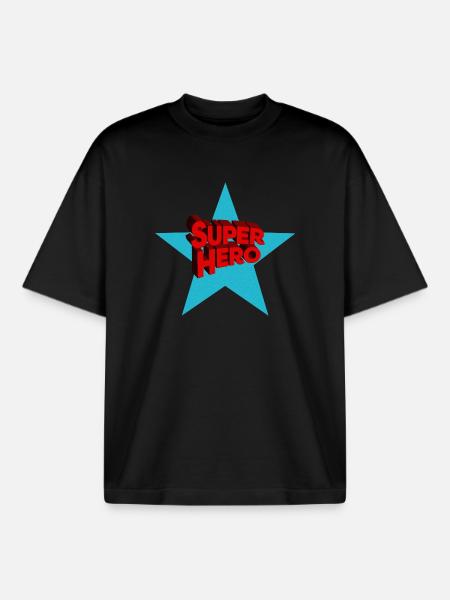 Superhero superheroes - Boxy Heavyweight Unisex Organic T-Shirt by Stanley/Stella - black