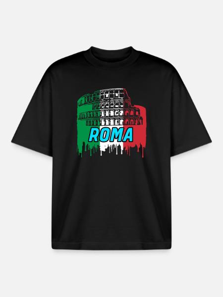 Rome / Gift / Gift Idea - Boxy Heavyweight Unisex Organic T-Shirt by Stanley/Stella - black