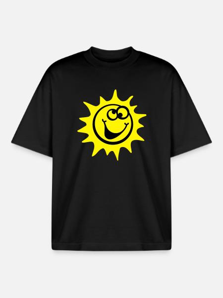 sun 2c comic style - Boxy Heavyweight Unisex Organic T-Shirt by Stanley/Stella - black