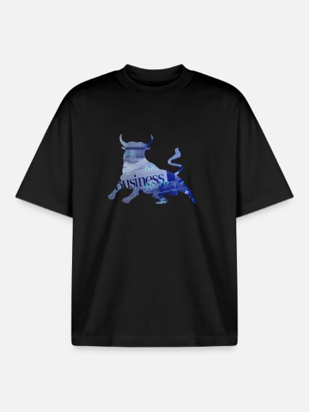 Bourse actions taureau - T-shirt unisexe boxy épais biologique Stanley/Stella - noir