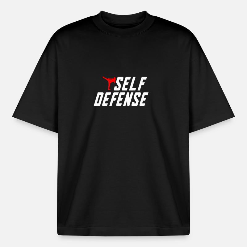 Conception de motif d’autodéfense - T-shirt unisexe boxy épais biologique Stanley/Stella - noir