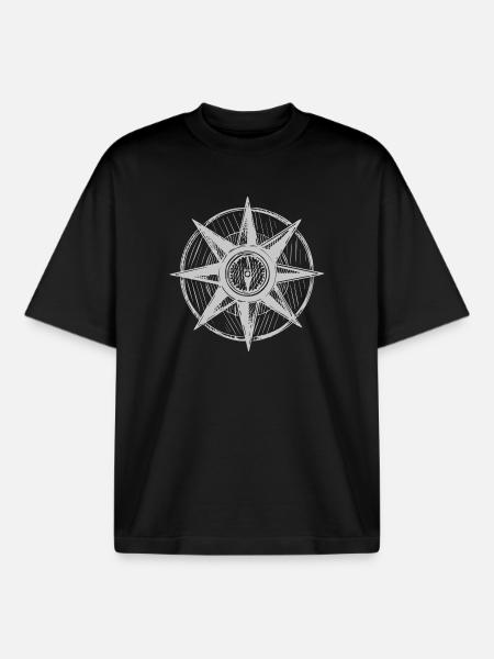 Nordstern Kompass Design - Boxy Heavyweight Unisex Organic T-Shirt von Stanley/Stella - Schwarz