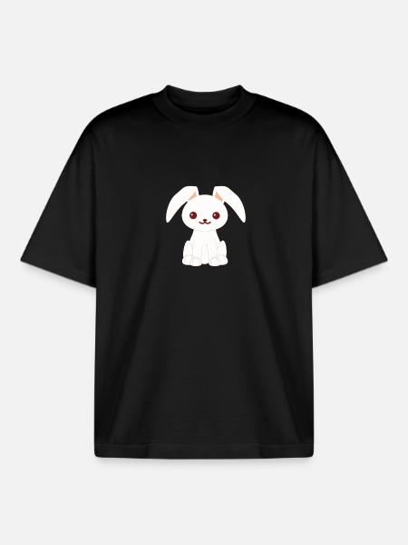 Rabbit Bunny Rabbit Bunny Rabbit - Boxy Heavyweight Unisex Organic T-Shirt by Stanley/Stella - black