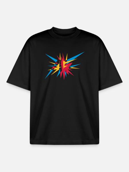 Explosion and rays - Boxy Heavyweight Unisex Organic T-Shirt by Stanley/Stella - black