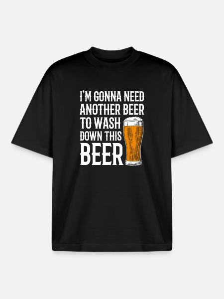 Funny Beer Shirt - Boxy Heavyweight Unisex Organic T-Shirt by Stanley/Stella - black