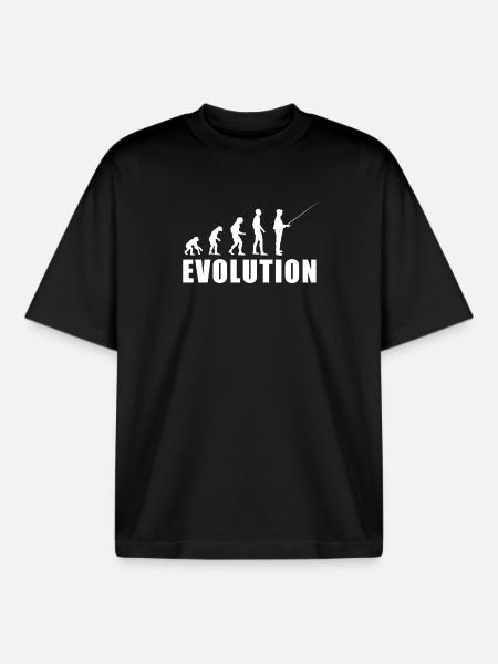EVOLUTION fisherman angler gift - Boxy Heavyweight Unisex Organic T-Shirt by Stanley/Stella - black