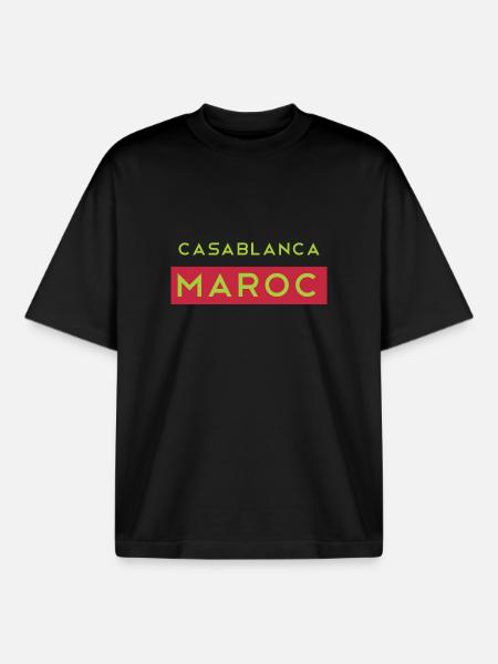 Casablanca Morocco Keepsake Souvenir - Boxy Heavyweight Unisex Organic T-Shirt by Stanley/Stella - black