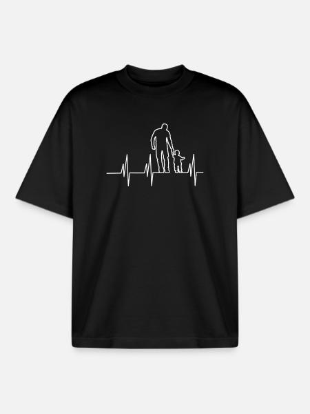 Father and son heartbeat - Boxy Heavyweight Unisex Organic T-Shirt by Stanley/Stella - black