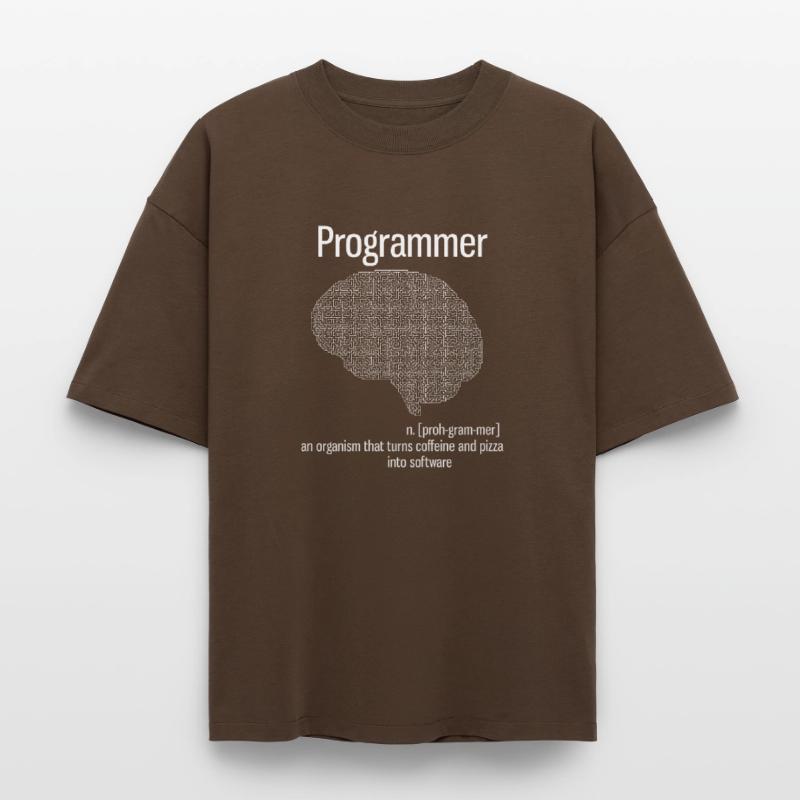 programmer brain pc computer definition pizza lo Heavyweight Boxy Unisex T-Shirt by Stanley/Stella