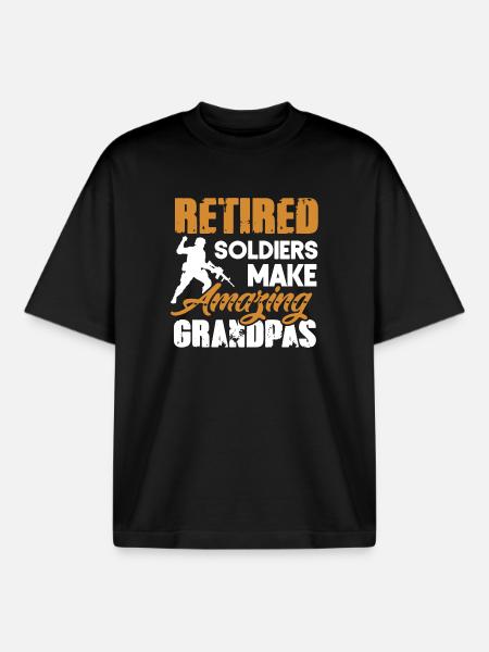 Retired Soliders Make Amazing Grandpas Shirt - Boxy Heavyweight Unisex Organic T-Shirt by Stanley/Stella - black